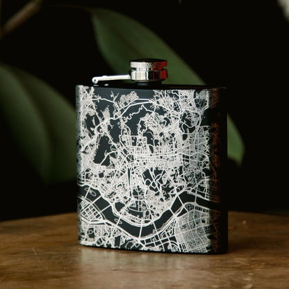 Mount Shasta - California Engraved Topographic Map Hip Flask in Matte