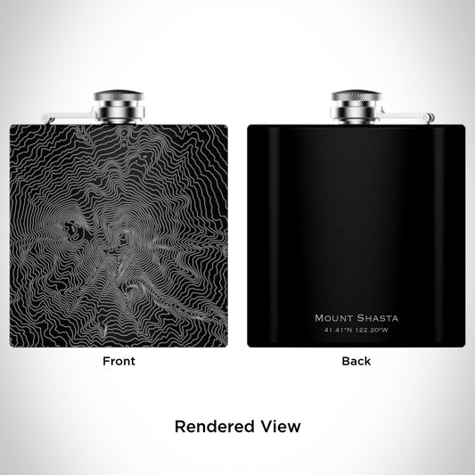 Mount Shasta - California Engraved Topographic Map Hip Flask in Matte